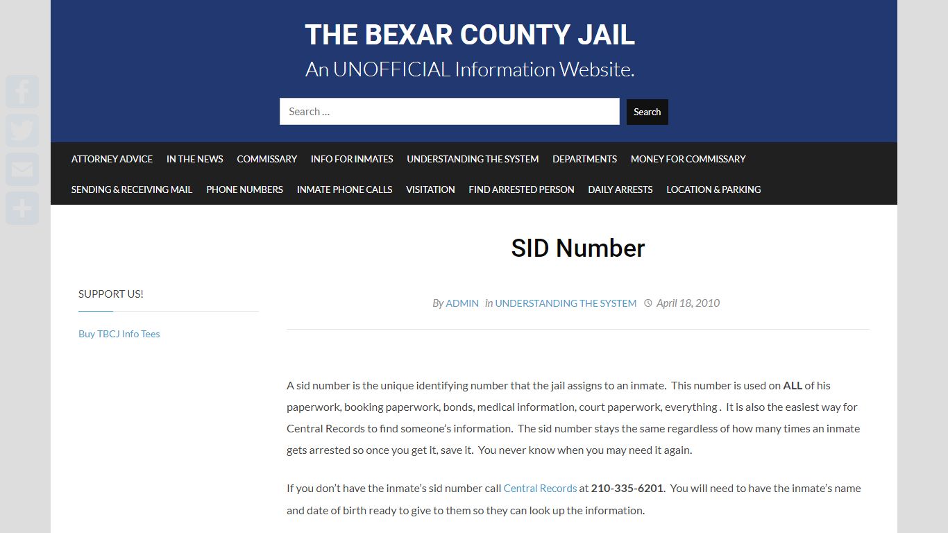 Bexar County Jail Sid Numbers | The Bexar County Jail