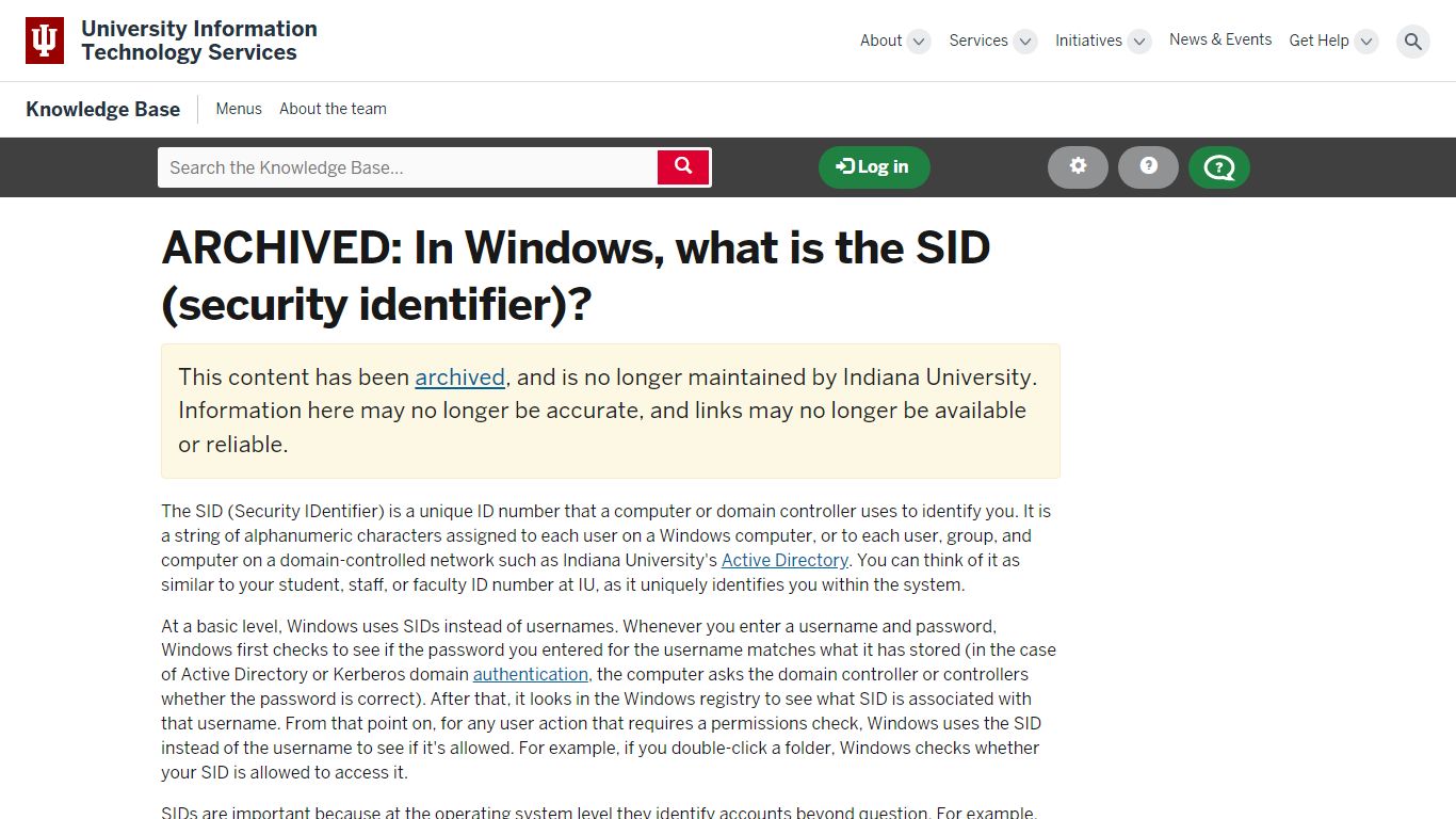 In Windows, what is the SID (security identifier)? - IU
