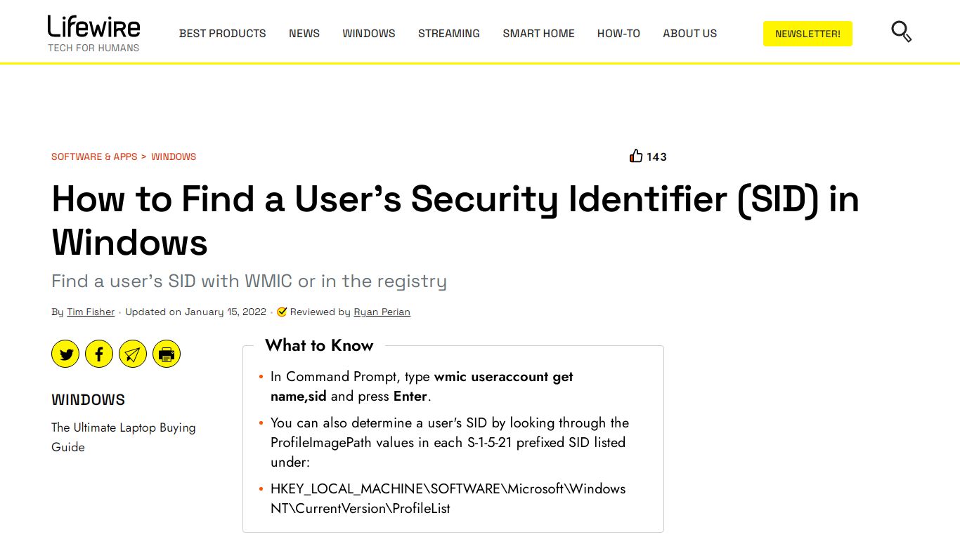 How to Find a User's Security Identifier (SID) in Windows - Lifewire